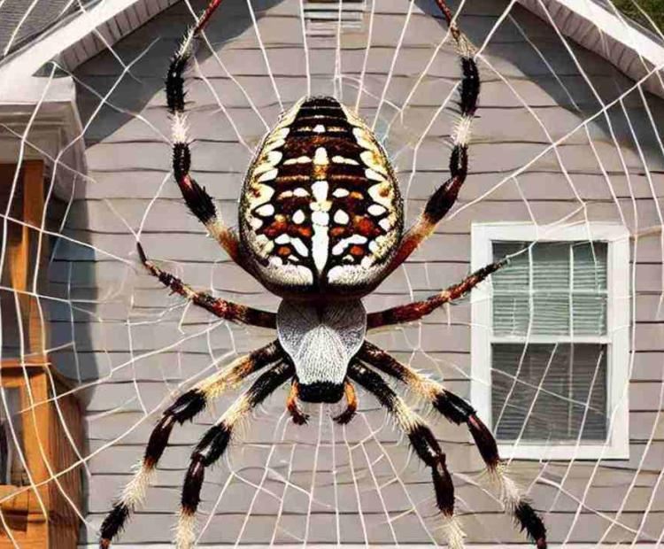 A perfectly formed spider web found in the forest, its intricate design standing out in the early morning light.
